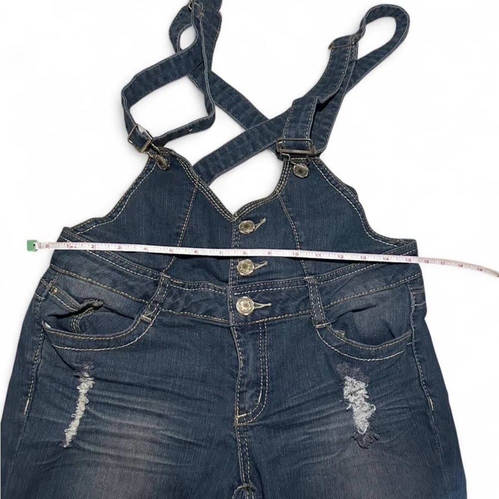 Denim Overalls with Distressed Details